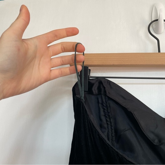 Gunne Sax by Jessica McClintock Vintage Black Velvet Strapless Dress Floral M - Picture 10 of 16